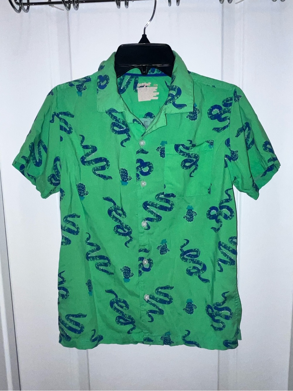 Cat & Jack Green Snake & Cactus Button Up Shirt Boy’s Size M EUC